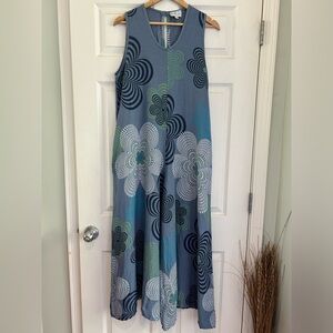 Belle France Linen Flower Wide Left Jumpsuit Romper